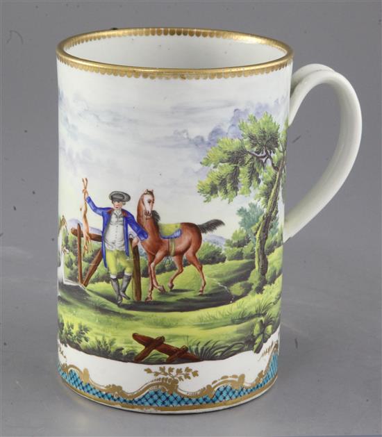 A rare Worcester tankard or mug, c.1780, 16cm high
